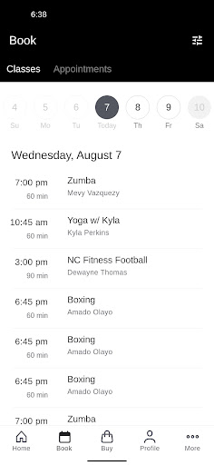 NC Fitness Club Screen 2