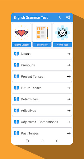 Android application English Grammar Test screenshort