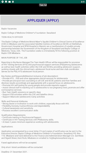 Eswatini Jobs, Swaziland Jobs Screen 2