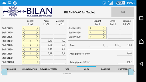 Bilan HVAC Simple for Tablet Screen 2