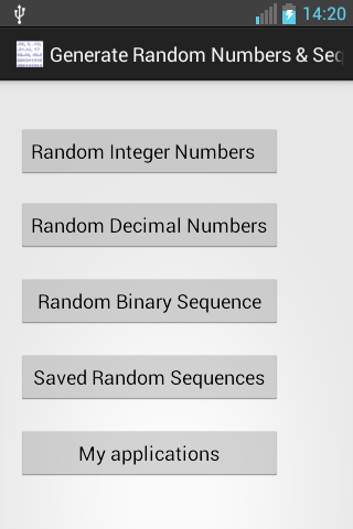 Android application Generate Random Numbers screenshort