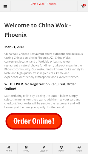Android application China Wok - Phoenix Ordering screenshort
