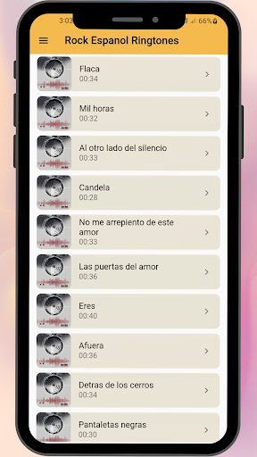 Android application Spanish Rock Ringtones screenshort
