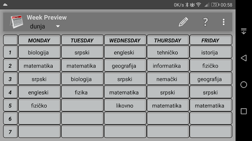 Android application School Schedule screenshort