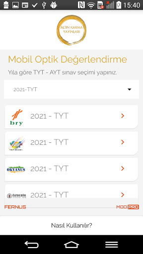 Altın Karma Optik Okuma Screen 2
