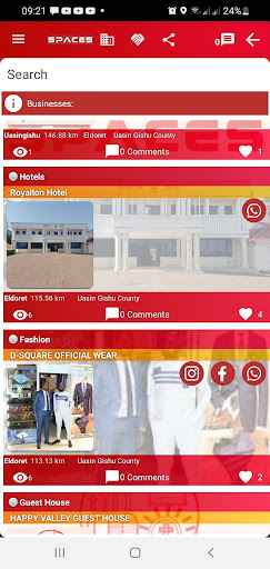 Android application Spaces screenshort