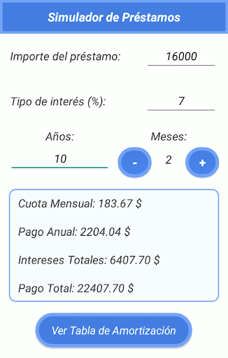 Captura de pantalla de Simulador de Préstamos