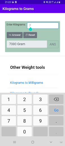 Kilograms to Grams