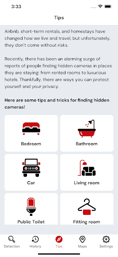 Screenshot of OUTFIND - FIND HIDDEN CAMERAS