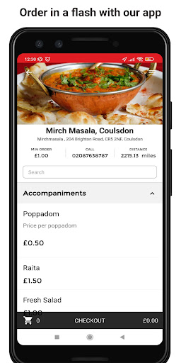 Android application Mirch Masala, Coulsdon screenshort