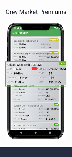 Android application LIVE IPO GMP - Listing Price screenshort