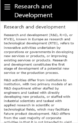 Research and Development Screen 3