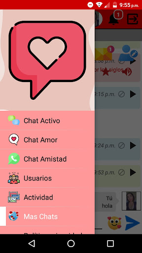 Android application Chat Amor y Amistad screenshort
