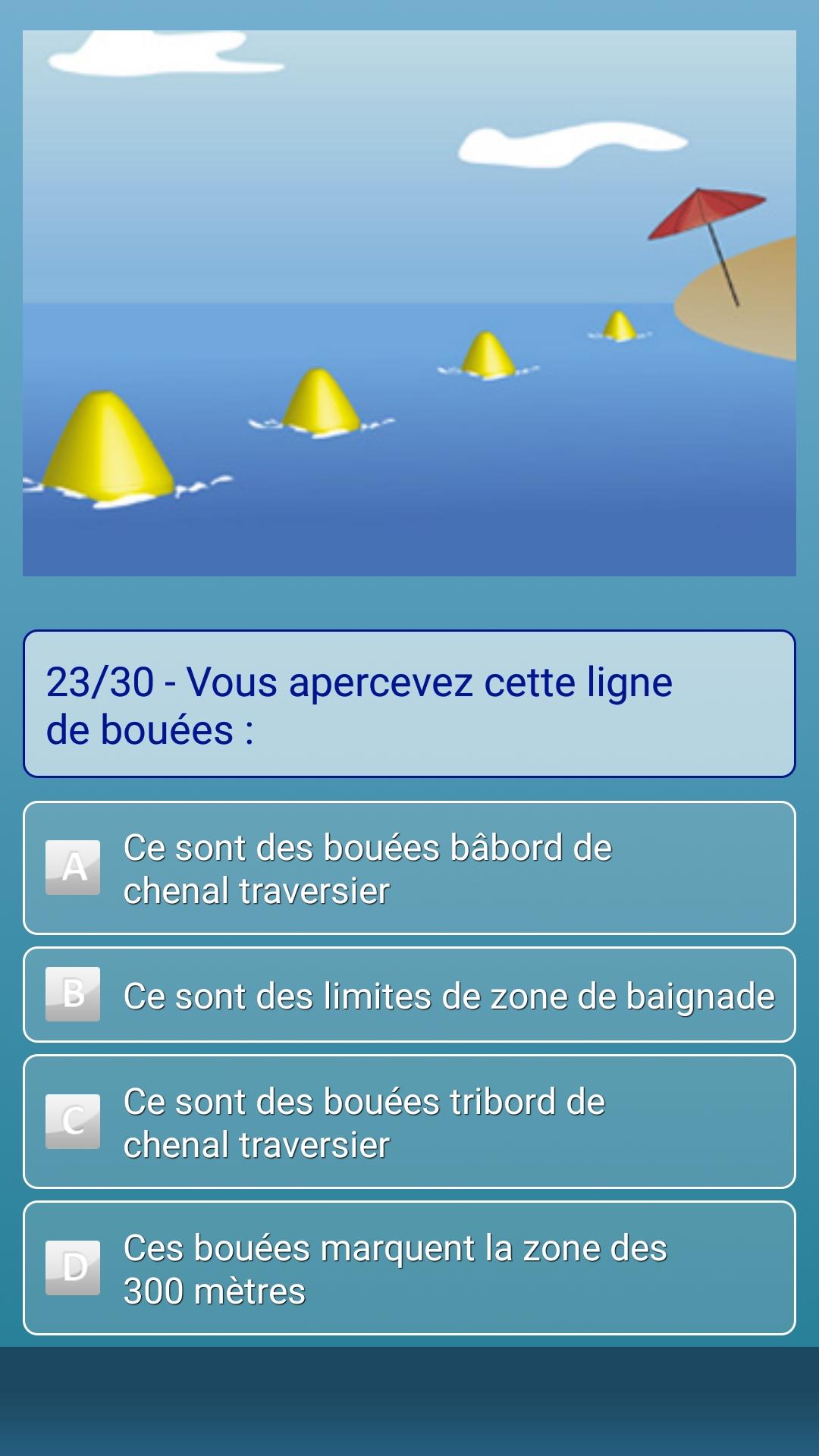 Android application Permis bateau côtier ENF screenshort