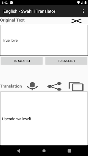 Android application English - Swahili Translator screenshort