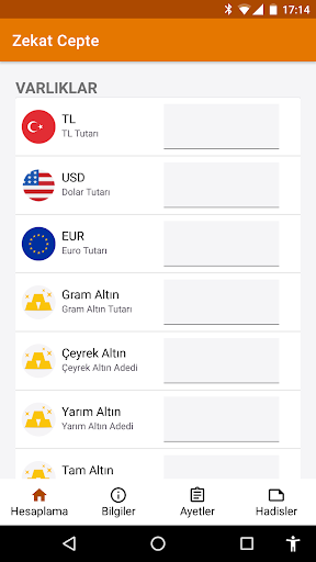 Android application Zekat Hesaplama Cepte screenshort