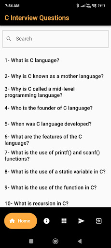 Android application C Interview Questions screenshort