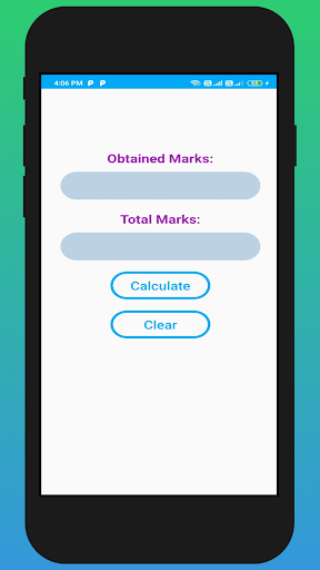 Android application Marks Percentage Calculator screenshort