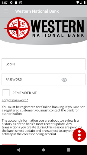 Android application Western National Bank - Mobile screenshort