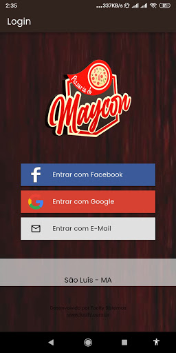 Android application Pizzaria do Maycon screenshort