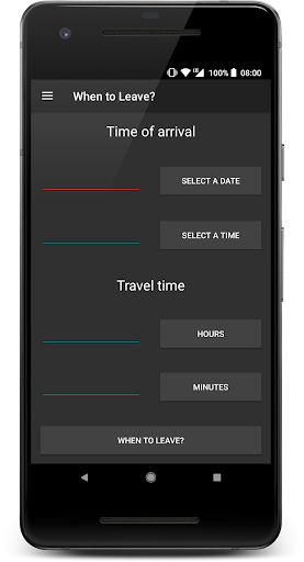 Android application When to Leave? screenshort
