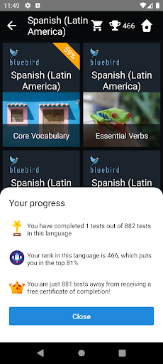 Latin American Spanish Tests Screen 3