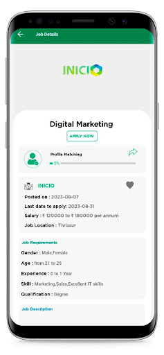 INICIO Jobs App Screen 3
