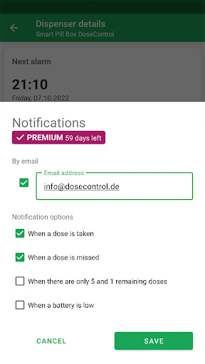 DoseControl WIFI Screen 2