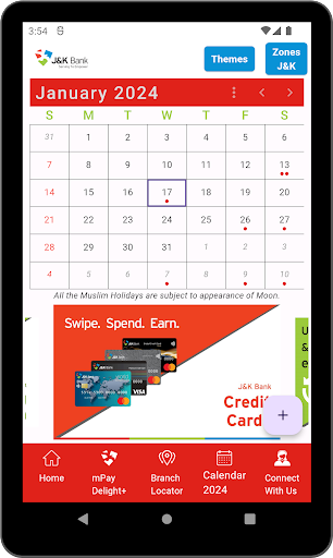 J&K Bank eCalendar Screenshot