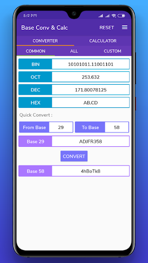 Android application Base Converter & Calculator screenshort