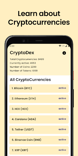 Android application CryptoDex screenshort