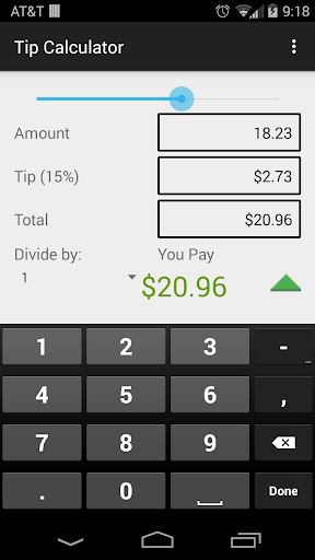 Android application Tip Calculator screenshort