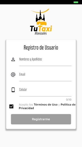 Android application Tu Taxi Manizales Usuario screenshort