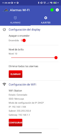 Android application Alarmas WI-FI screenshort