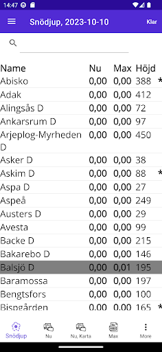 Android application Snödjup screenshort