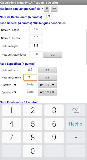 Calculadora Nota EvAU Screen 2