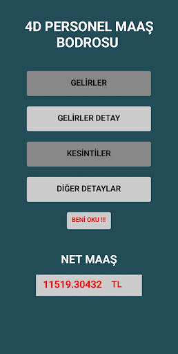 Android application 4D Personel Maaş Pro screenshort