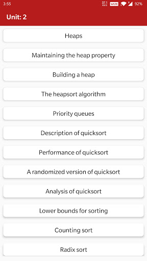 Android application Data Structure and Algorithm screenshort