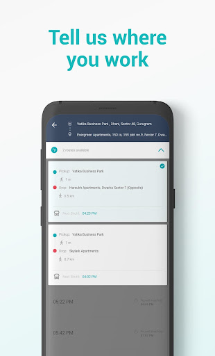 Android application Shuttl - Daily office commute screenshort