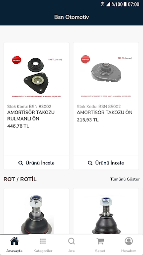 Android application BSN OTOMOTİV screenshort