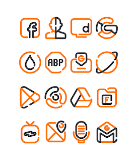 Lineblack – Screenshot des orangefarbenen Symbolpakets