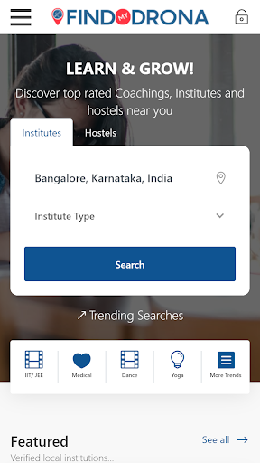 Android application FindMyDrona - Coaching, Hostel screenshort