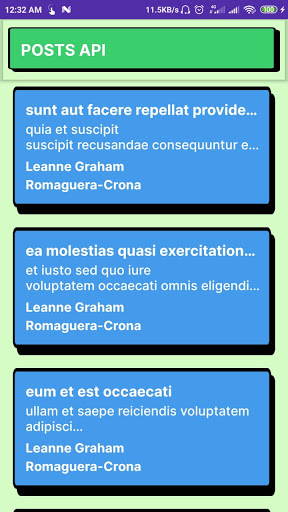 Android application Posts Api App - Sample of Fetc screenshort
