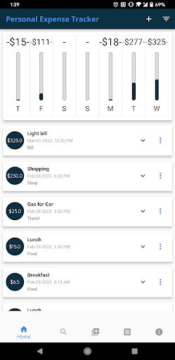 Android application Personal Expense Tracker screenshort