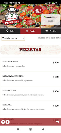 Android application Pizzería 7 Reinas screenshort
