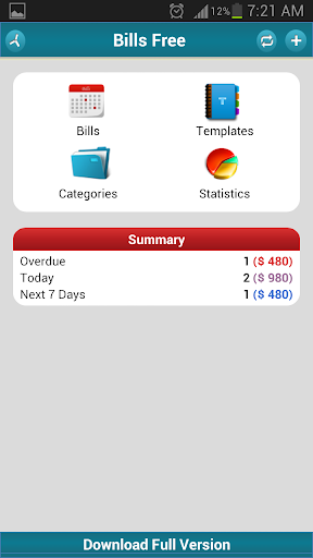 Android application Bills Free - Expense & Invoice screenshort