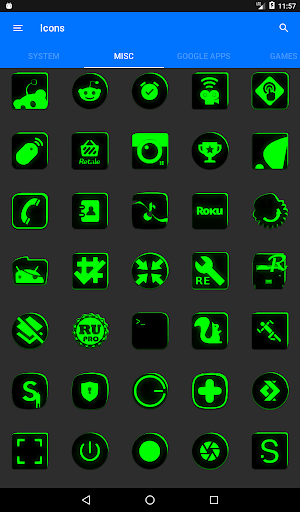 Flat Black and Green IconPack