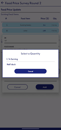 Food Price Survey Round 2 Screen 3