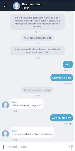 Rox.Chat SDK App Screen 3
