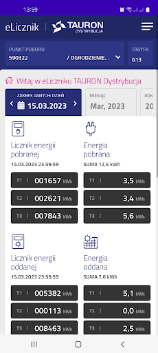 Android application TAURON eLicznik screenshort